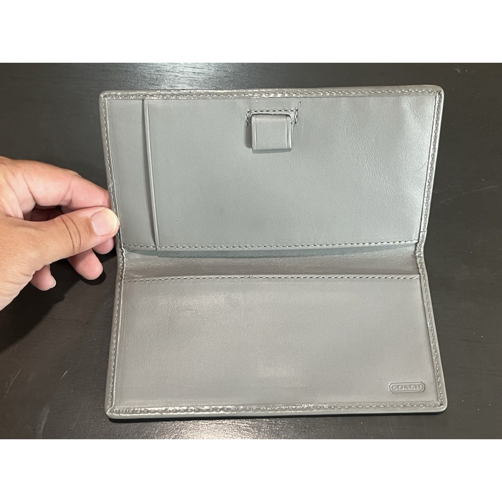 VTG Coach Gray Checkbook Cover Purple Inside "C" Logo - Picture 3 of 6